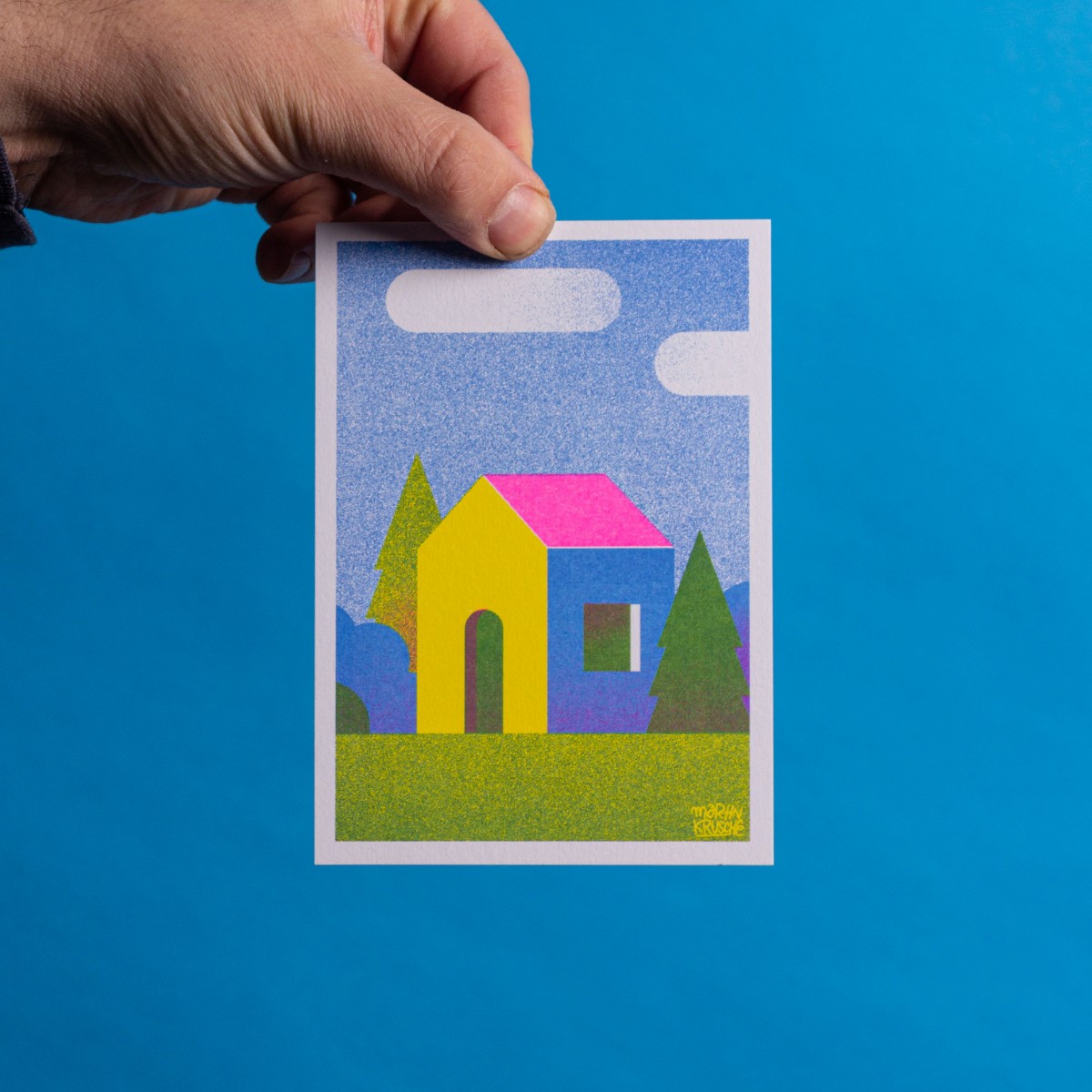 Martin Krusche - Risographie »Häuser - Am Waldesrand«, DIN A6
