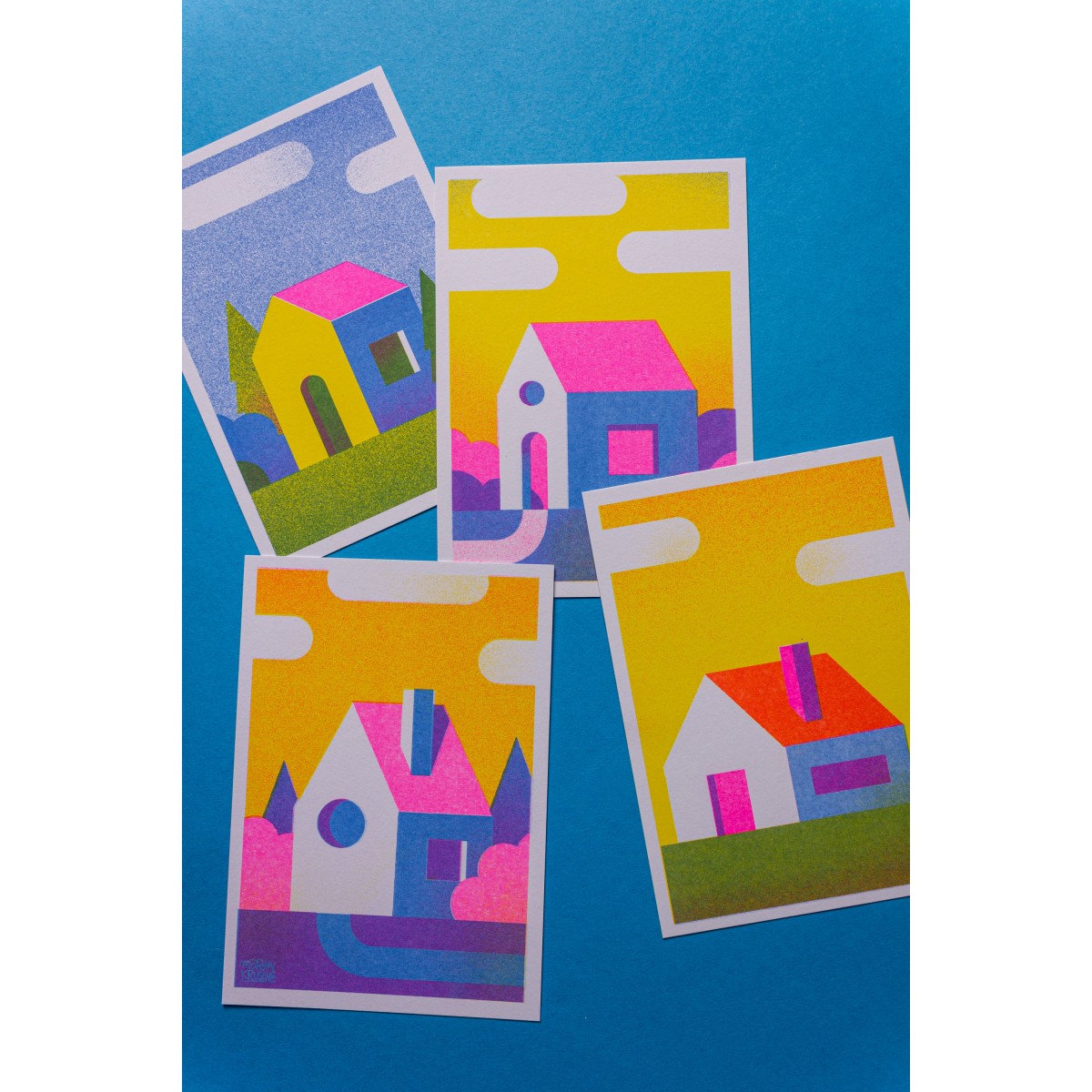 Martin Krusche - Risographie »Häuser - Blockhütte«, DIN A6