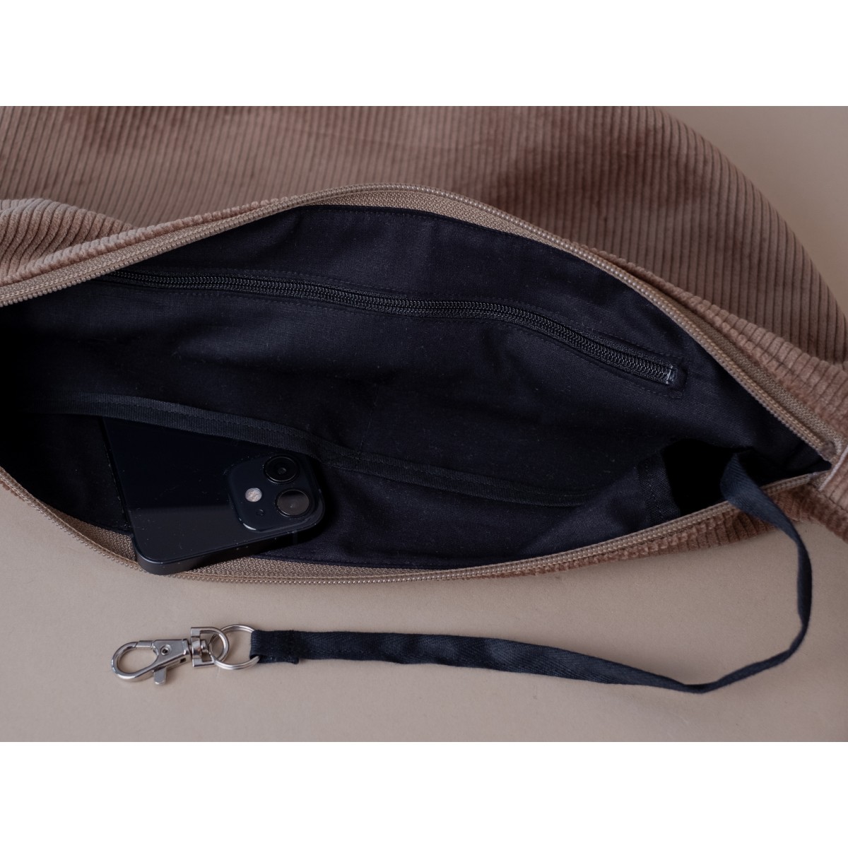 Halbmondtasche • Cord • greigebraun