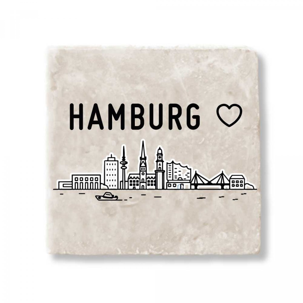 Stadtliebe® | Hamburg Marmor Magnet „Hamburg Skyline“
