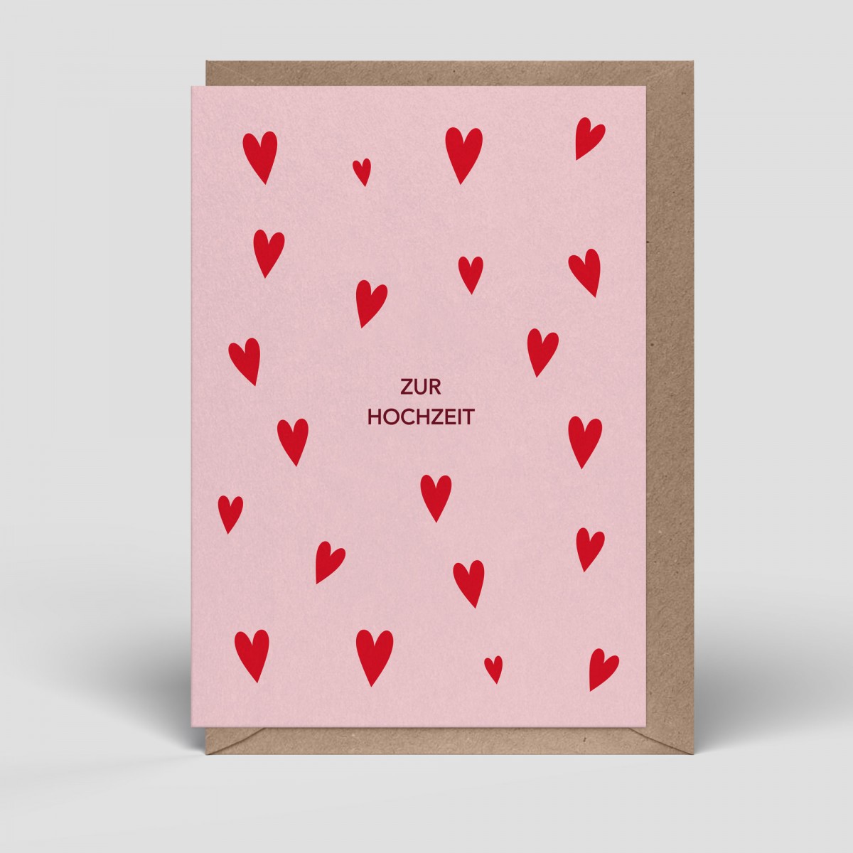Klappkarte - Hochzeitskarte - Herzen zur Hochzeit - Nr. 288 - Naturbedacht