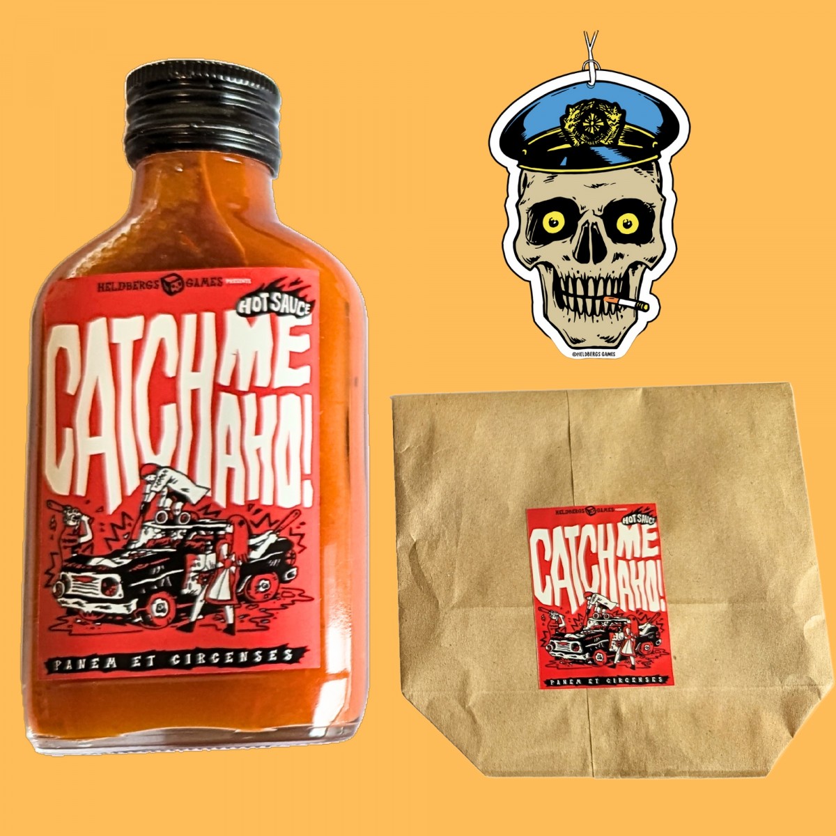  Hot Sauce Catch me Aho – Mexikanische Chili-Sauce in Geschenkset mit Duftbaum - Heldbergs Games
