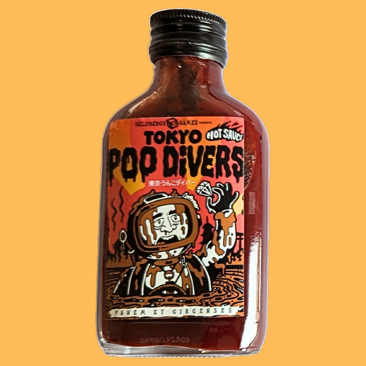 Hot Sauce Tokyo Poo Divers  – Carolina Reaper Chili-Sauce in Geschenkset mit Anhänger - Heldbergs Games