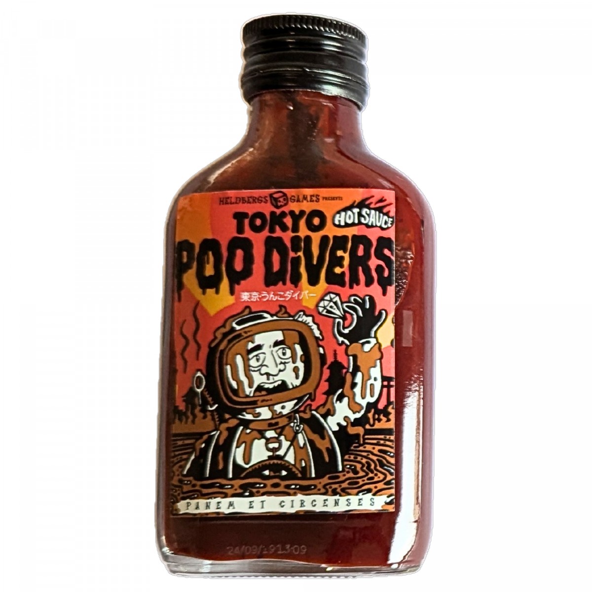 Hot Sauce Tokyo Poo Divers  – Carolina Reaper Chili-Sauce in Geschenkset mit Anhänger - Heldbergs Games