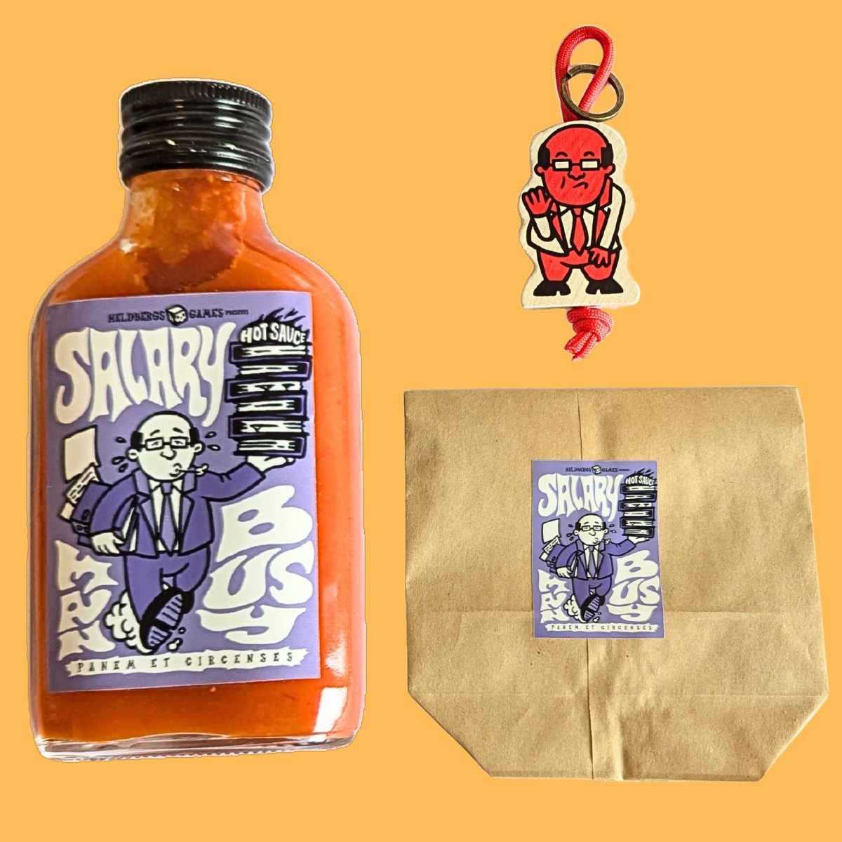 Hot Sauce Salaryman – Jalapeño-Chili-Sauce in Geschenkset mit Anhänger - Heldbergs Games