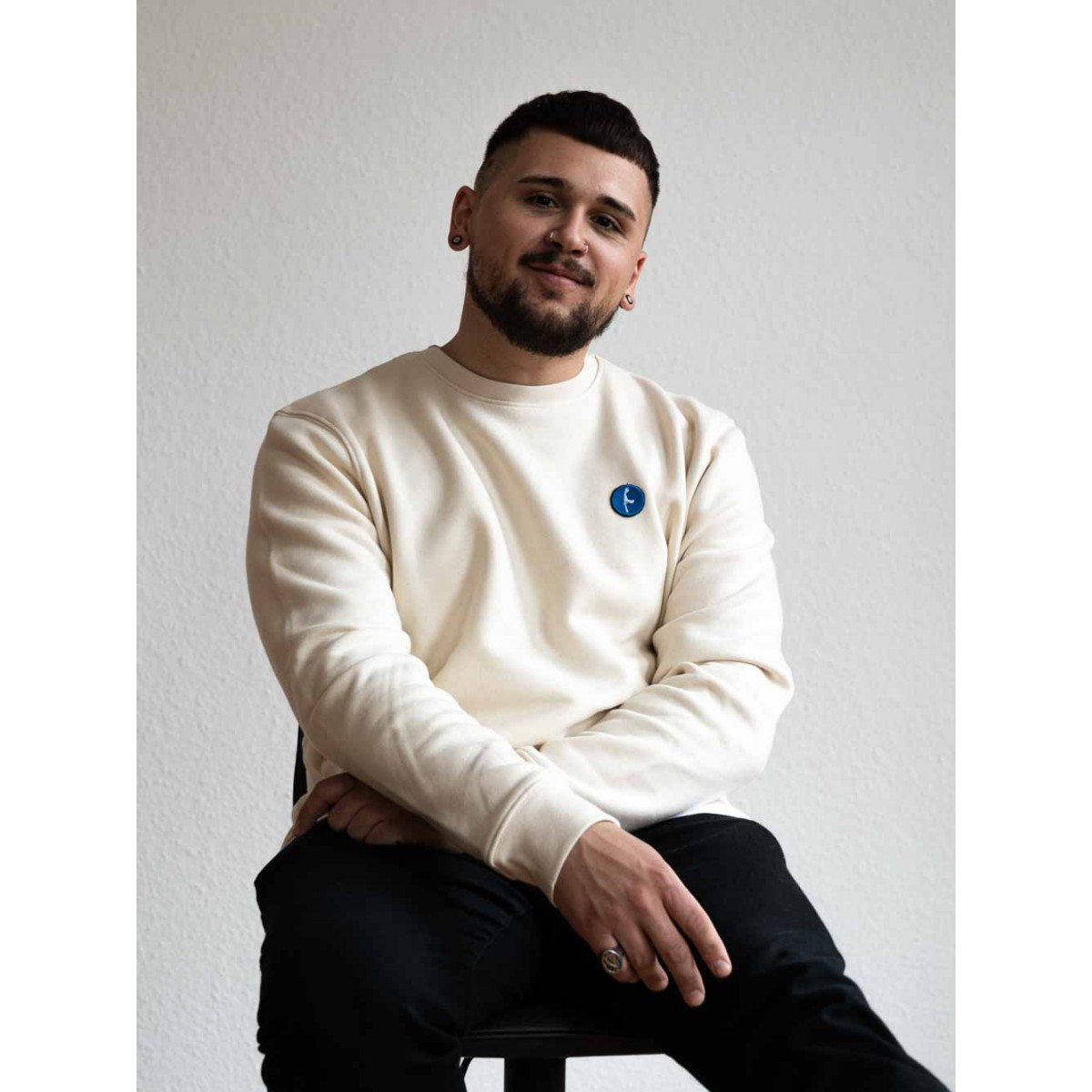 Stadtliebe® | Sylt Sweatshirt mit „Insel“ Stick Beige 100% Bio-Baumwolle
