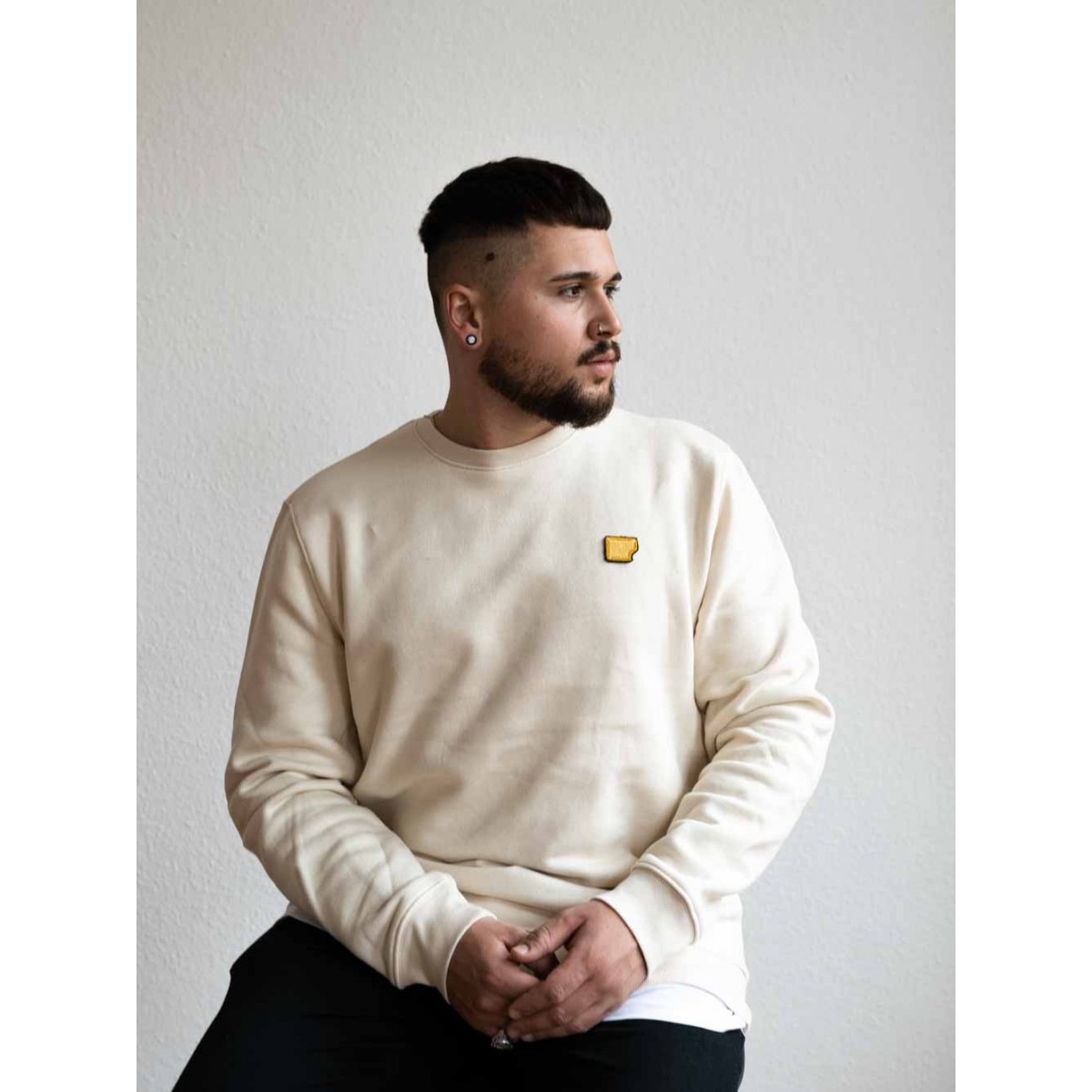 Stadtliebe® | Hannover Sweatshirt mit gesticktem „Keks“ Beige 100% Bio-Baumwolle
