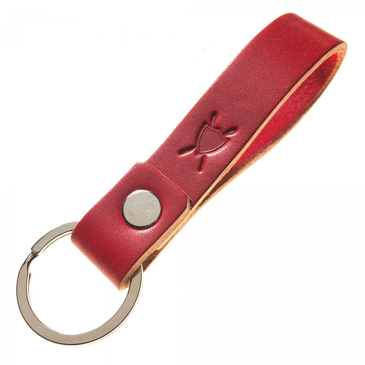 LIEBHARDT Leder Schlüsselanhänger aus pflanzlich gegerbtem Leder genietet (rot)