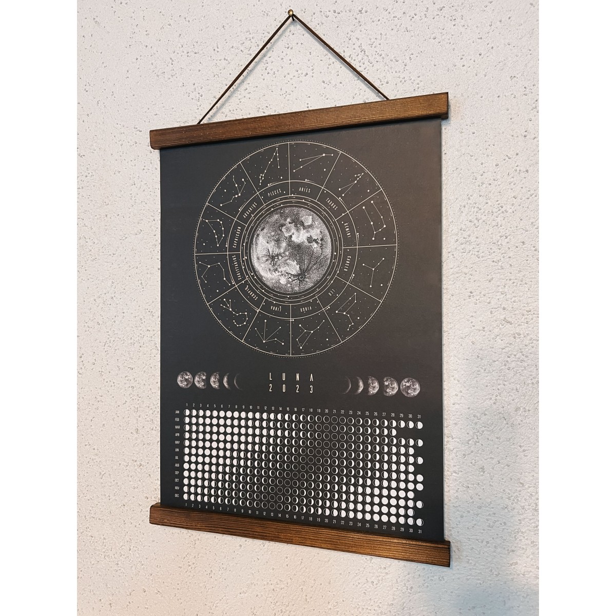 Mondkalender 2027 Poster schwarz // ShellyCreates