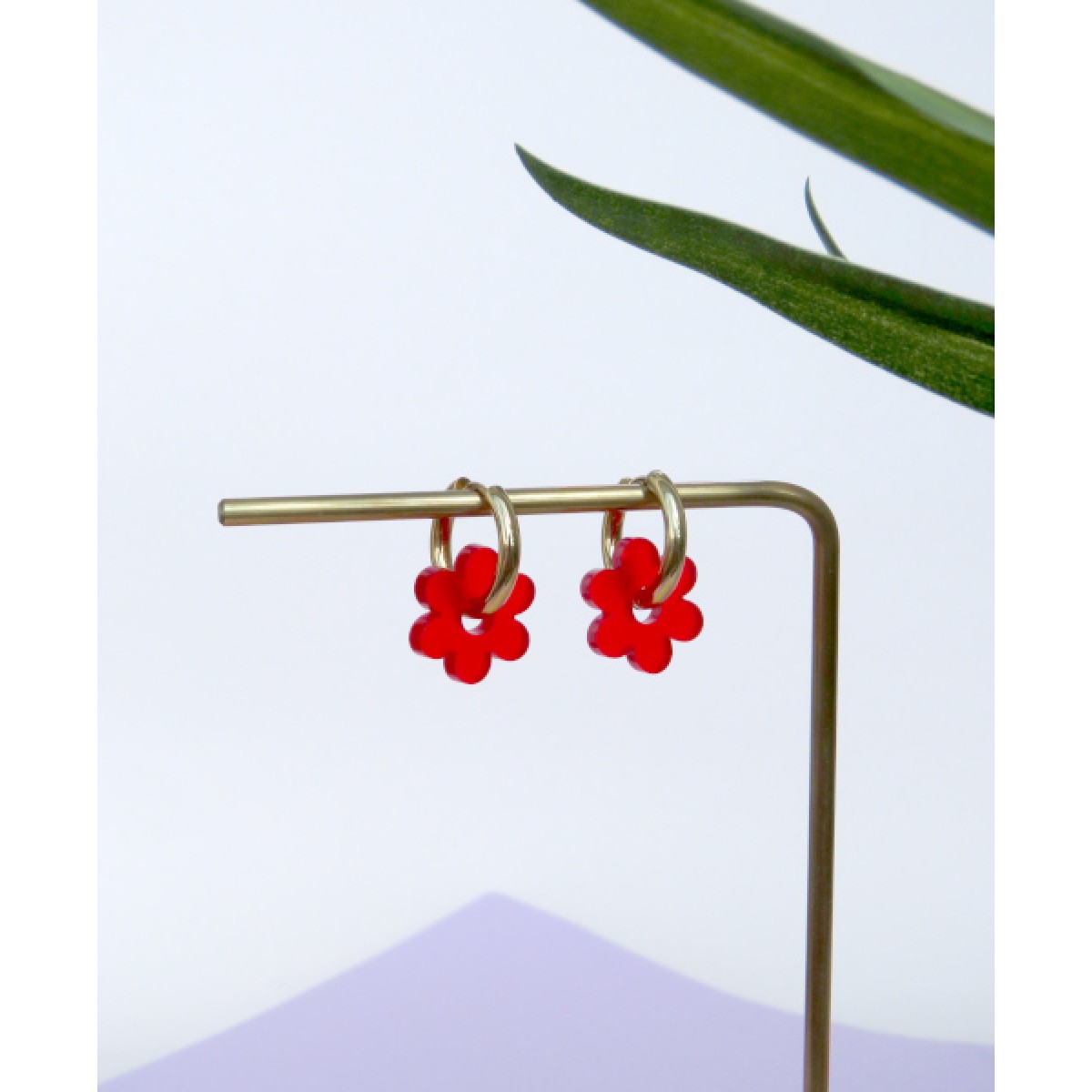 niemalsmehrohne - Rote Flower Edelstahl Hoops