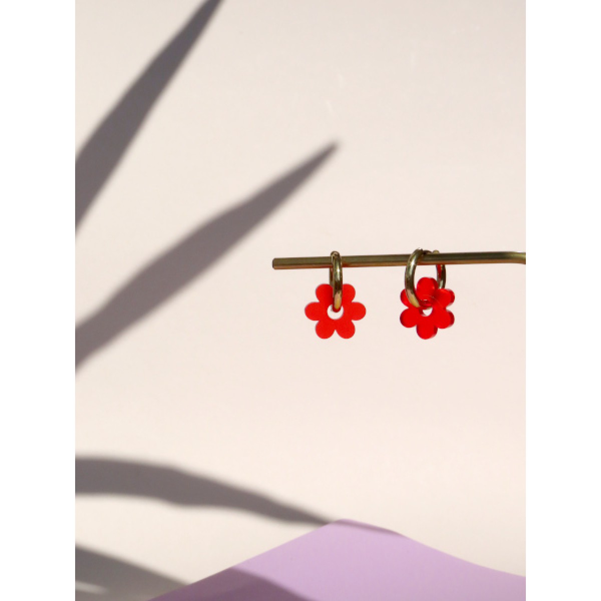 niemalsmehrohne - Rote Flower Edelstahl Hoops