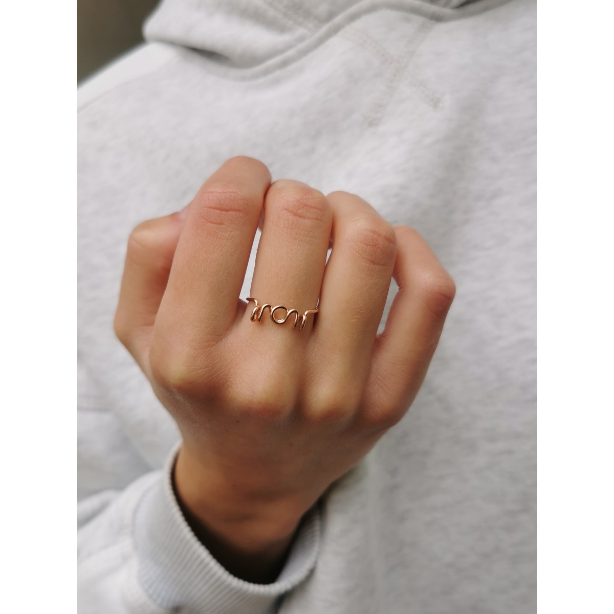 Handgemachter WOW MOM! Mama Ring aus edlem Draht - das perfekte Geschenk für Supermamas - in Sterling Silber und (Rosé) Gold Filled - KIZZU Schmuck