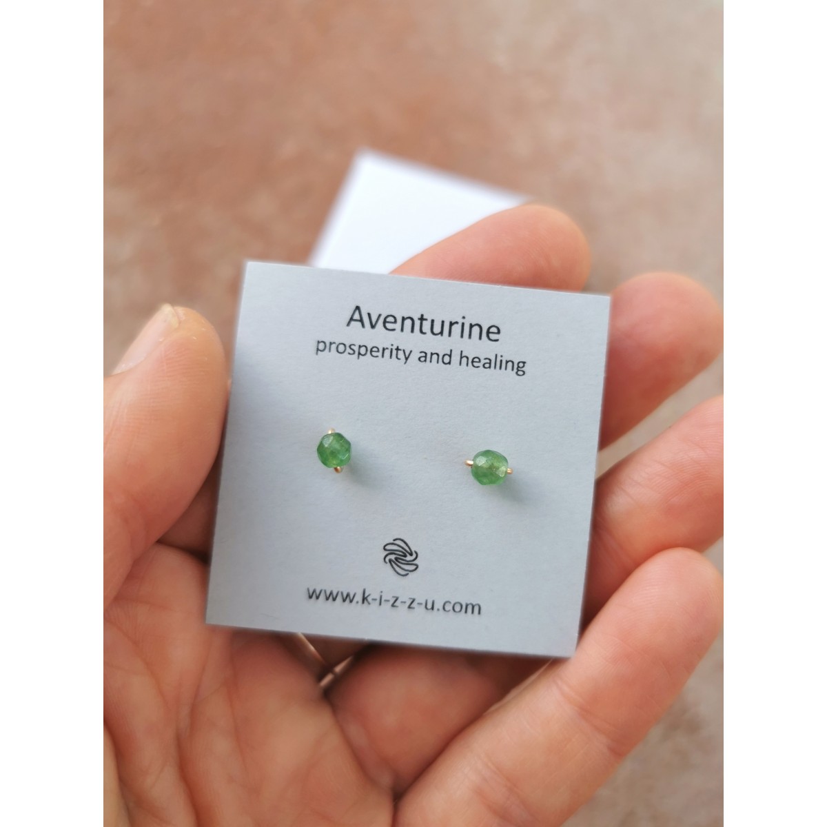 Aventurin Ohrstecker – für den extra Mut und Optimismus - handgefertigt aus Sterling Silber oder (Rosé) Gold Filled - KIZZU Schmuck Manufaktur 