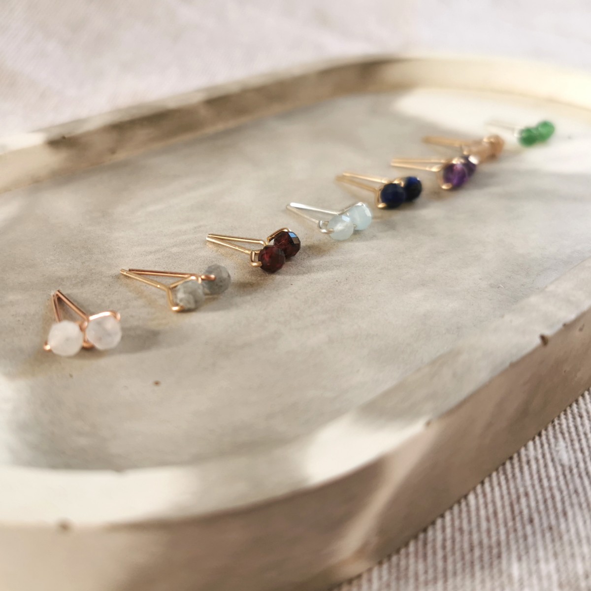 Aquamarin Ohrstecker - für innere Ruhe und Stärke - handgefertigt aus Sterling Silber oder (Rosé) Gold Filled - KIZZU Schmuck Manufaktur 
