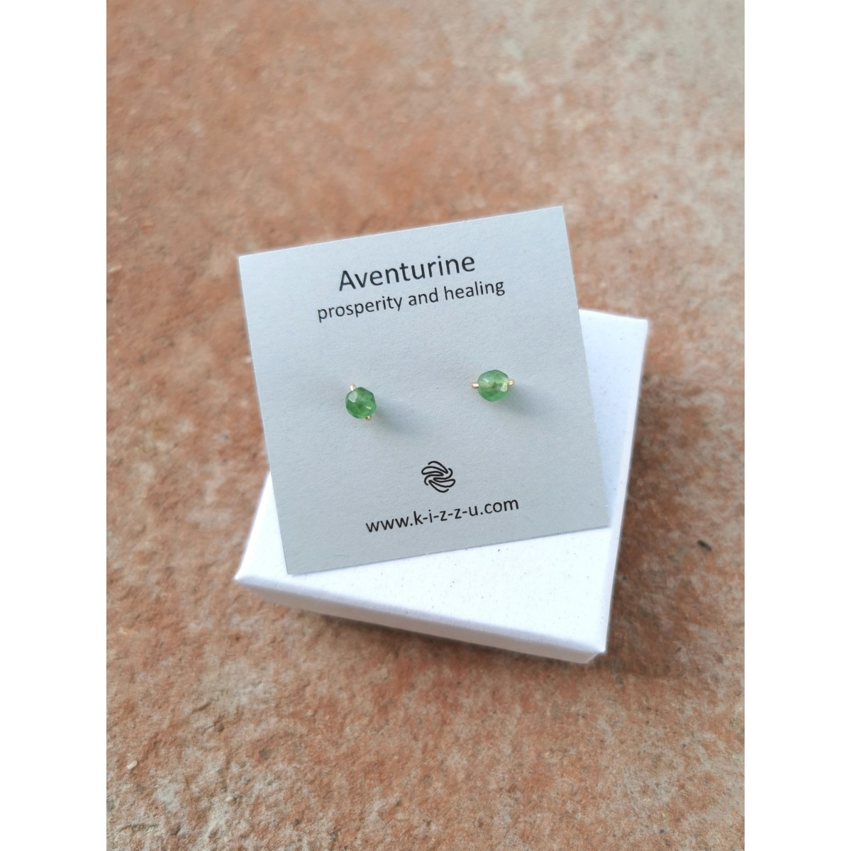 Aventurin Ohrstecker – für den extra Mut und Optimismus - handgefertigt aus Sterling Silber oder (Rosé) Gold Filled - KIZZU Schmuck Manufaktur 