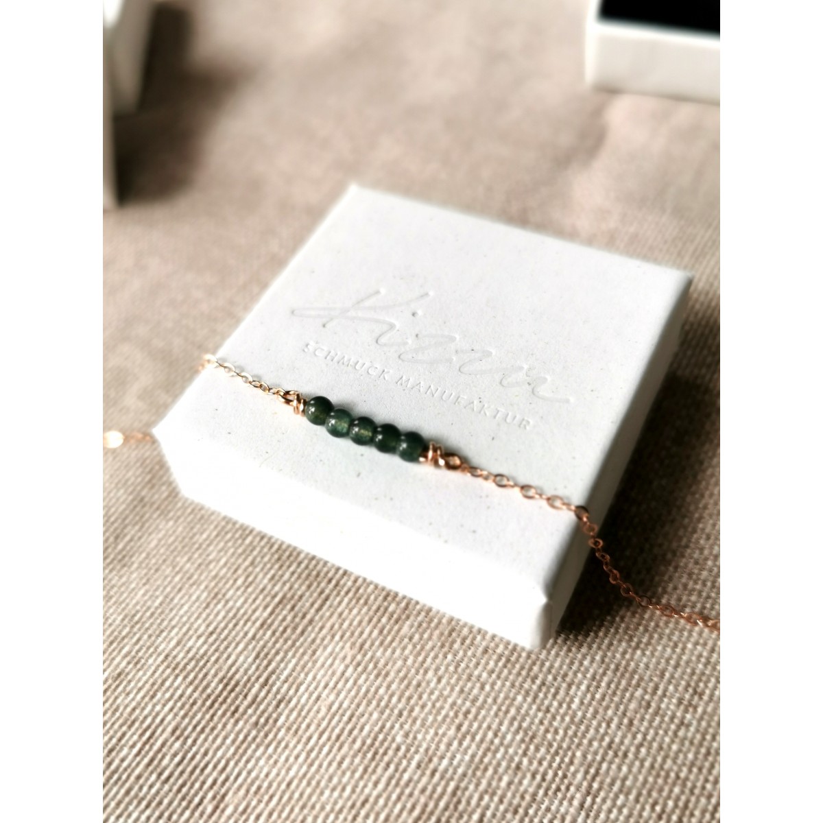 Schmuckset in Roségold mit grünem Kyanit I zeitlose Eleganz I Schmuck für jeden Tag I KIZZU Schmuck Manufaktur 
