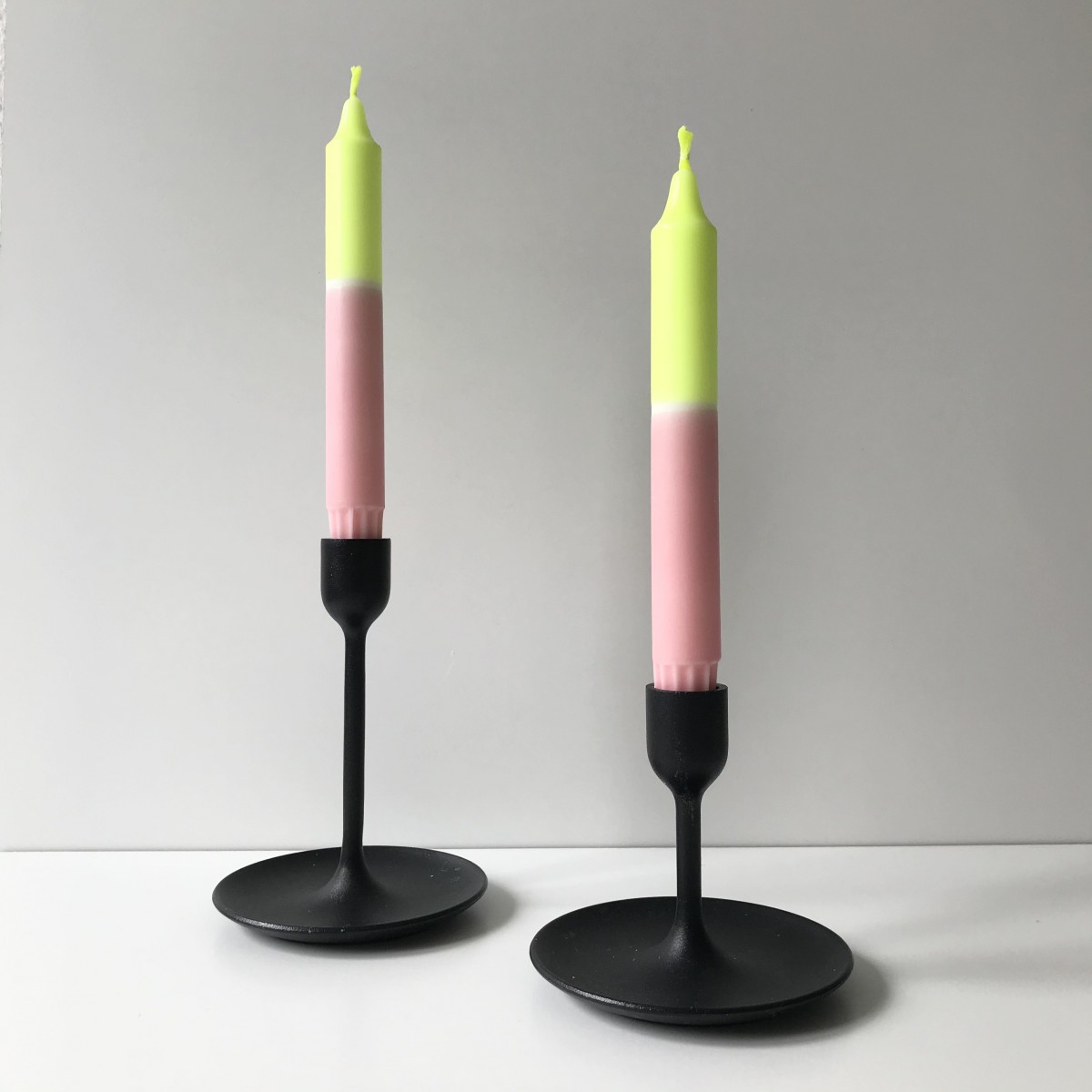 Hej Candles x Dip Dye Kerzen Neon Gelb Rosa (4er-Set)
