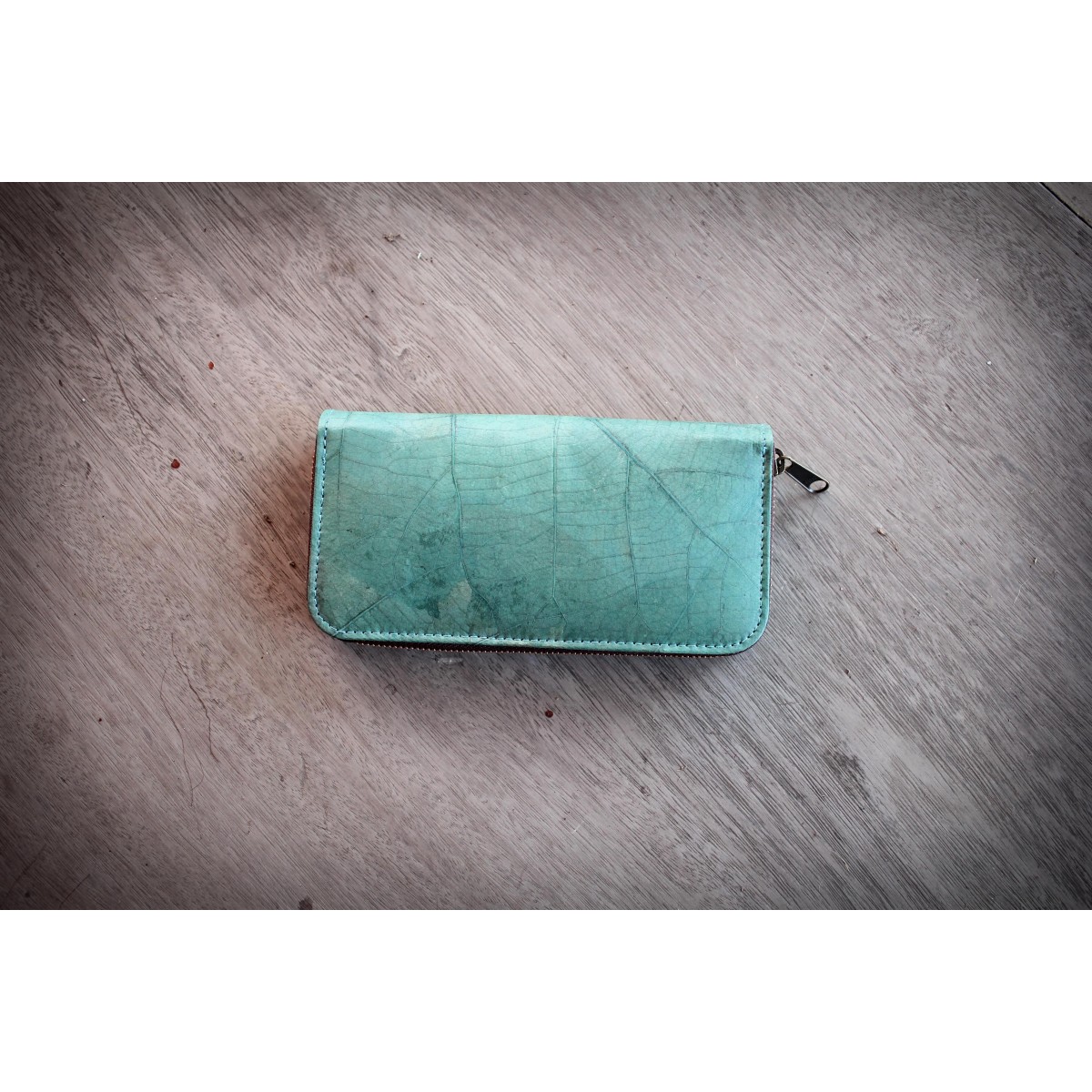 Portemonnaie aus recycelten Blättern / Nachhaltige vegane Brieftasche in türkis