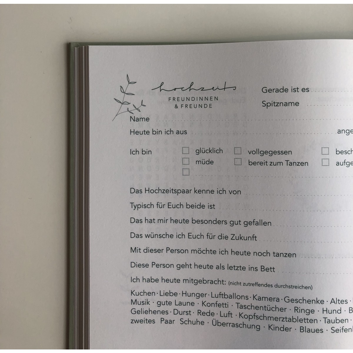 Hochzeits-Gästebuch zum ausfüllen - SANS.