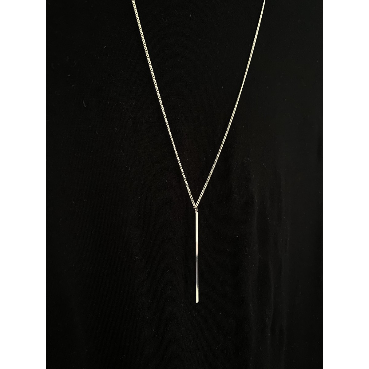 nahili KETTE UNIKAT "minimal Stäbchen" mit silberner langer oder kurzer Gliederkette - 925 Silber