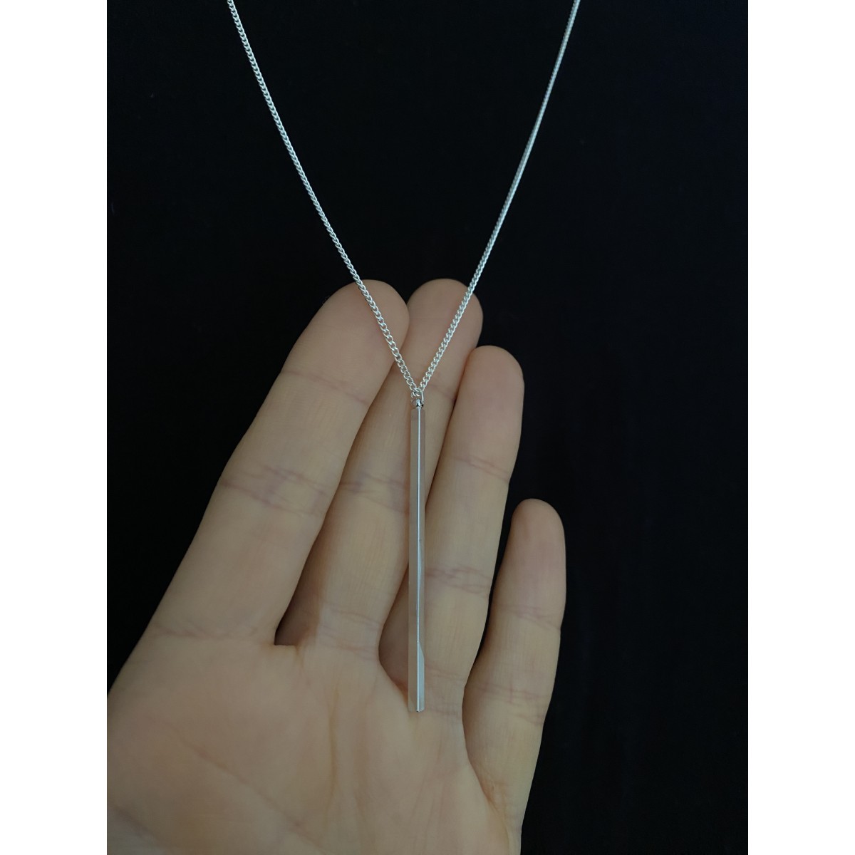 nahili KETTE UNIKAT "minimal Stäbchen" mit silberner langer oder kurzer Gliederkette - 925 Silber