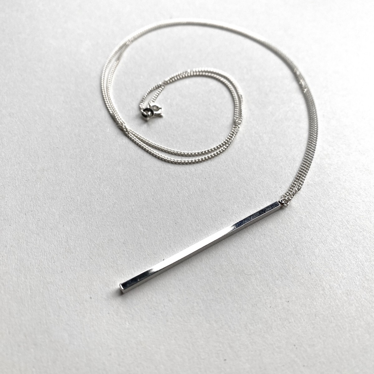 nahili KETTE UNIKAT "minimal Stäbchen" mit silberner langer oder kurzer Gliederkette - 925 Silber