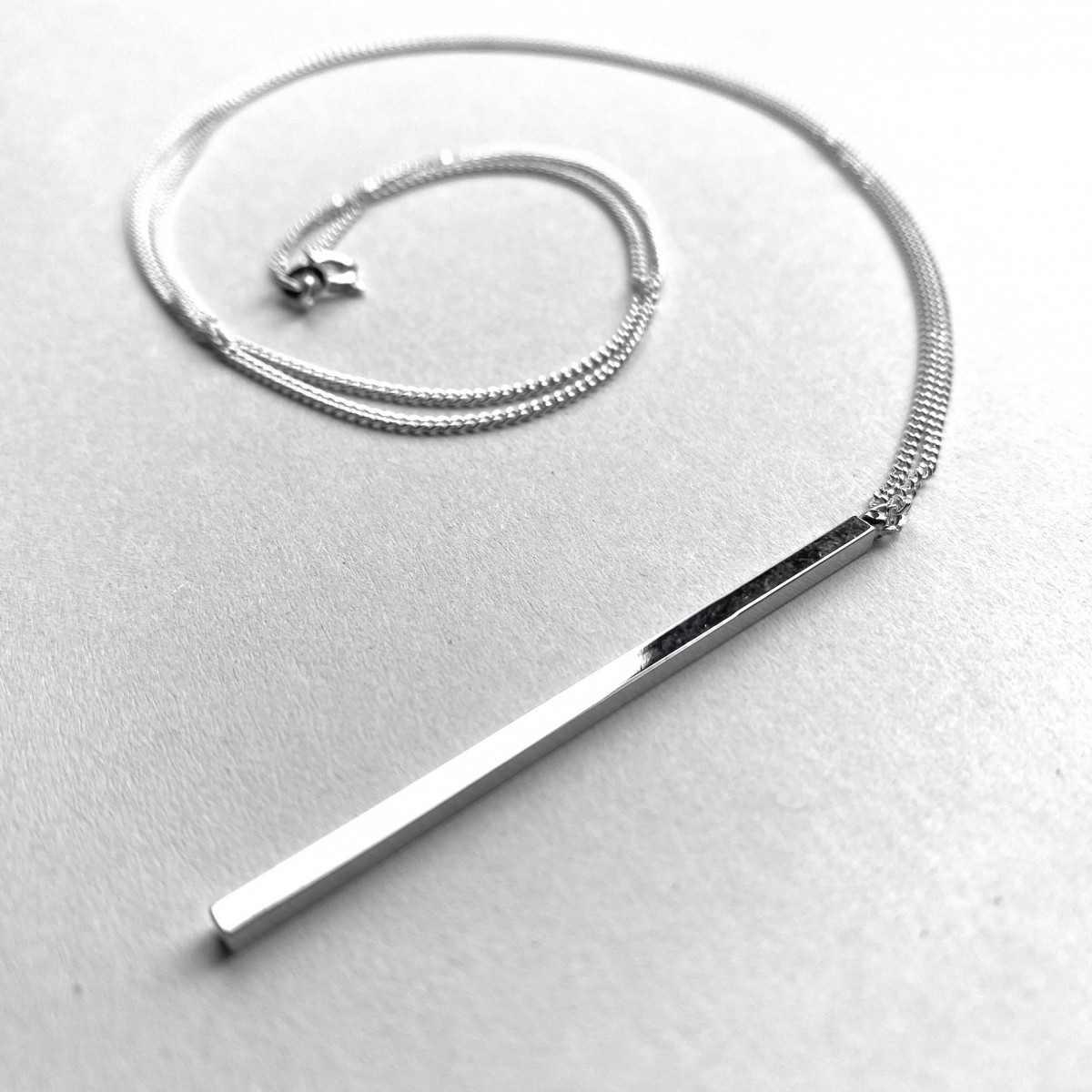 nahili KETTE UNIKAT "minimal Stäbchen" mit silberner langer oder kurzer Gliederkette - 925 Silber