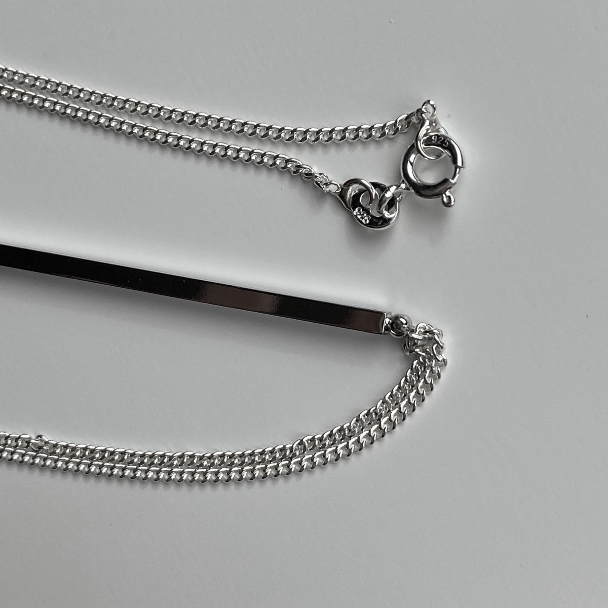 nahili KETTE UNIKAT "minimal Stäbchen" mit silberner langer oder kurzer Gliederkette - 925 Silber