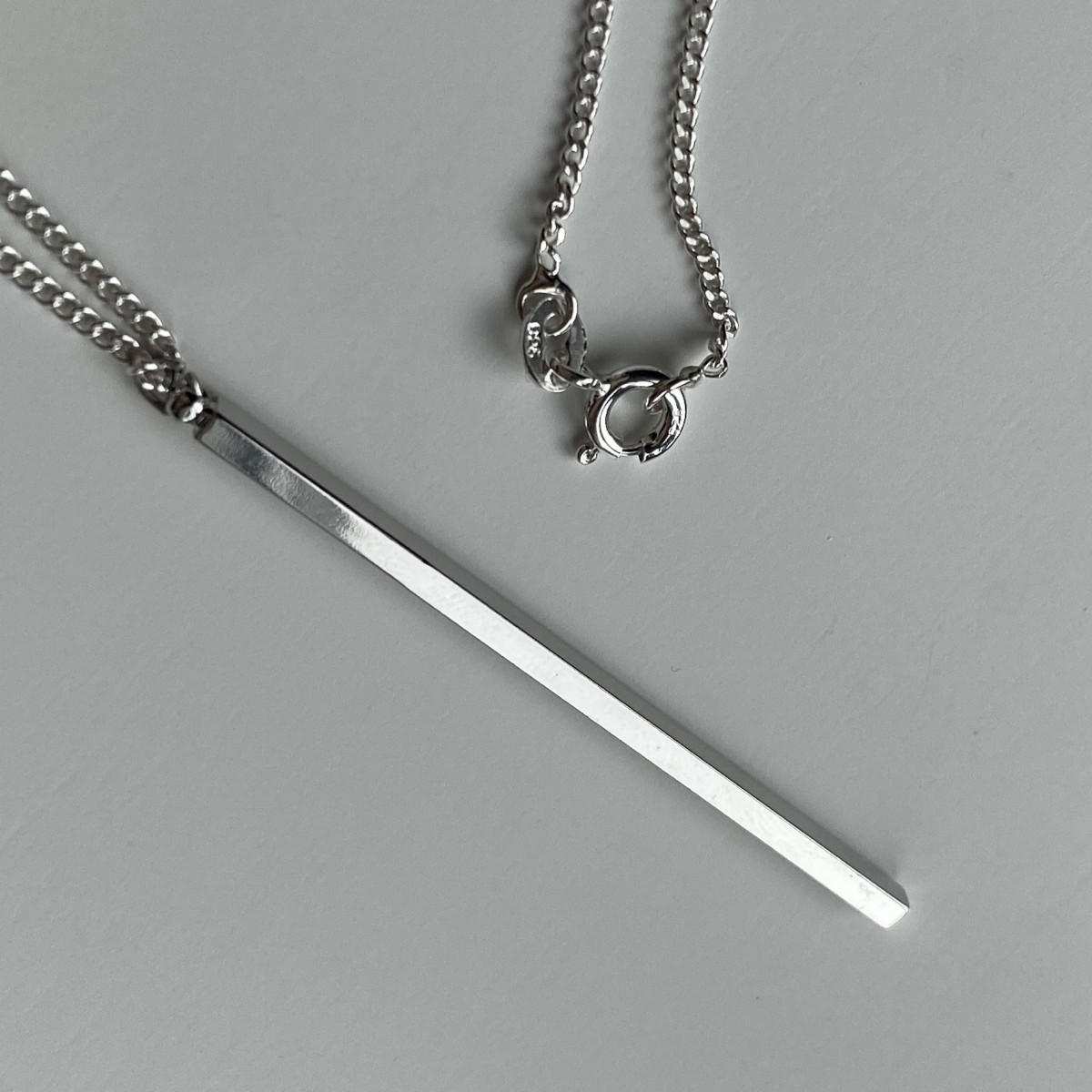 nahili KETTE UNIKAT "minimal Stäbchen" mit silberner langer oder kurzer Gliederkette - 925 Silber