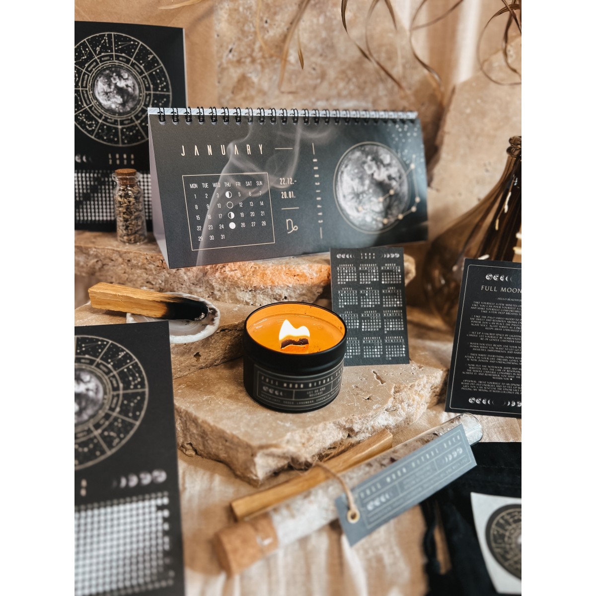 Mondkalender 2027 Tischkalender Schwarz // ShellyCreates