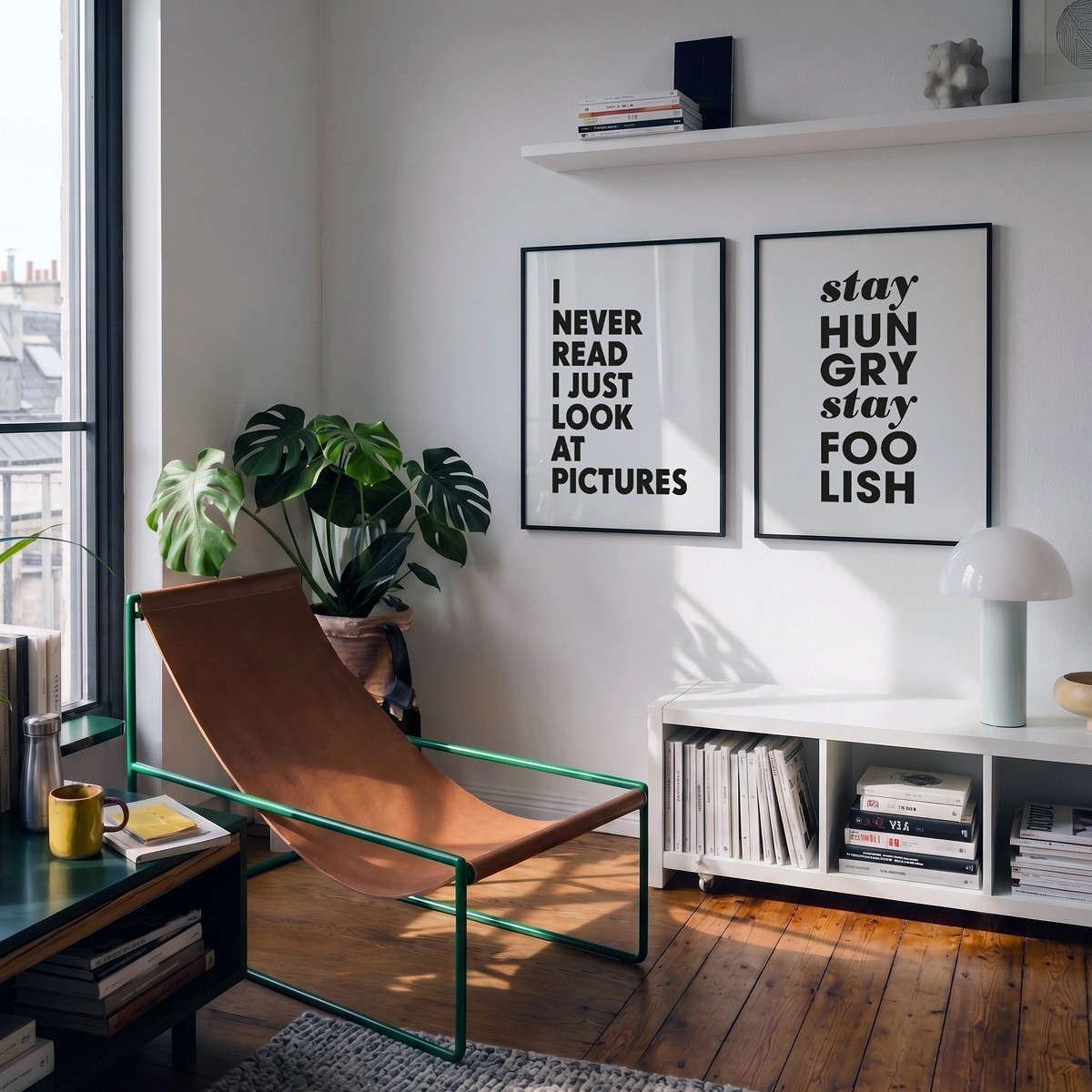 Handgefertigter Linoldruck »I never read, I just look at pictures« Limited Edition, Andy Warhol Zitat  A4