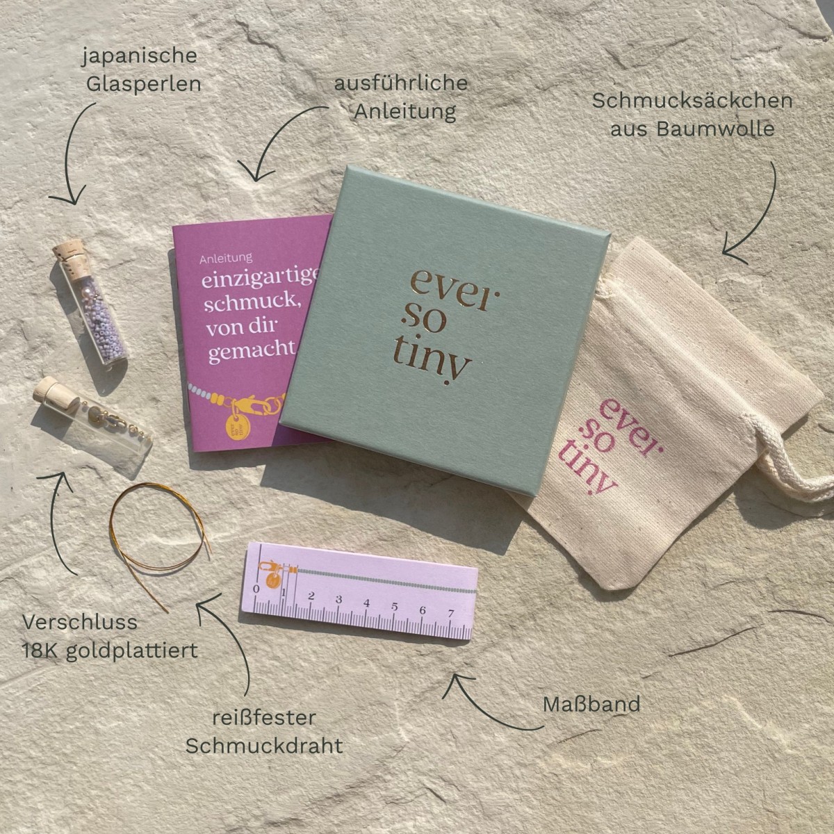 DIY-Set Armband mit Smaragden I wasserfest & plastikfrei I ever so tiny