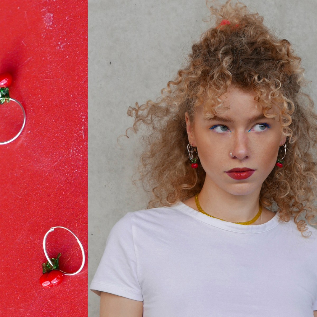 »CherryCherry« – Ohrringe in Silber mit Kirschen aus Glas von pinapina