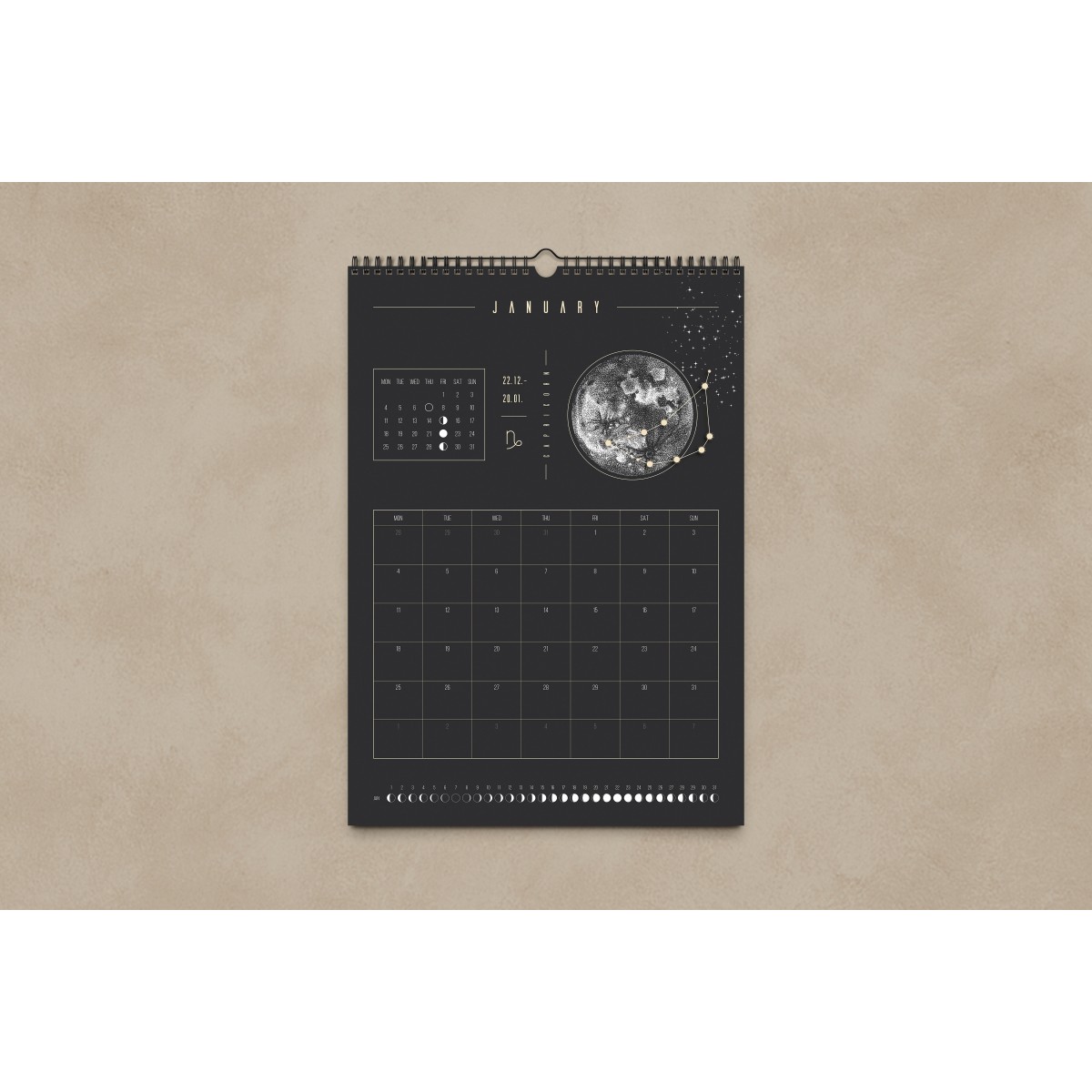 Mondkalender 2027 schwarz // ShellyCreates