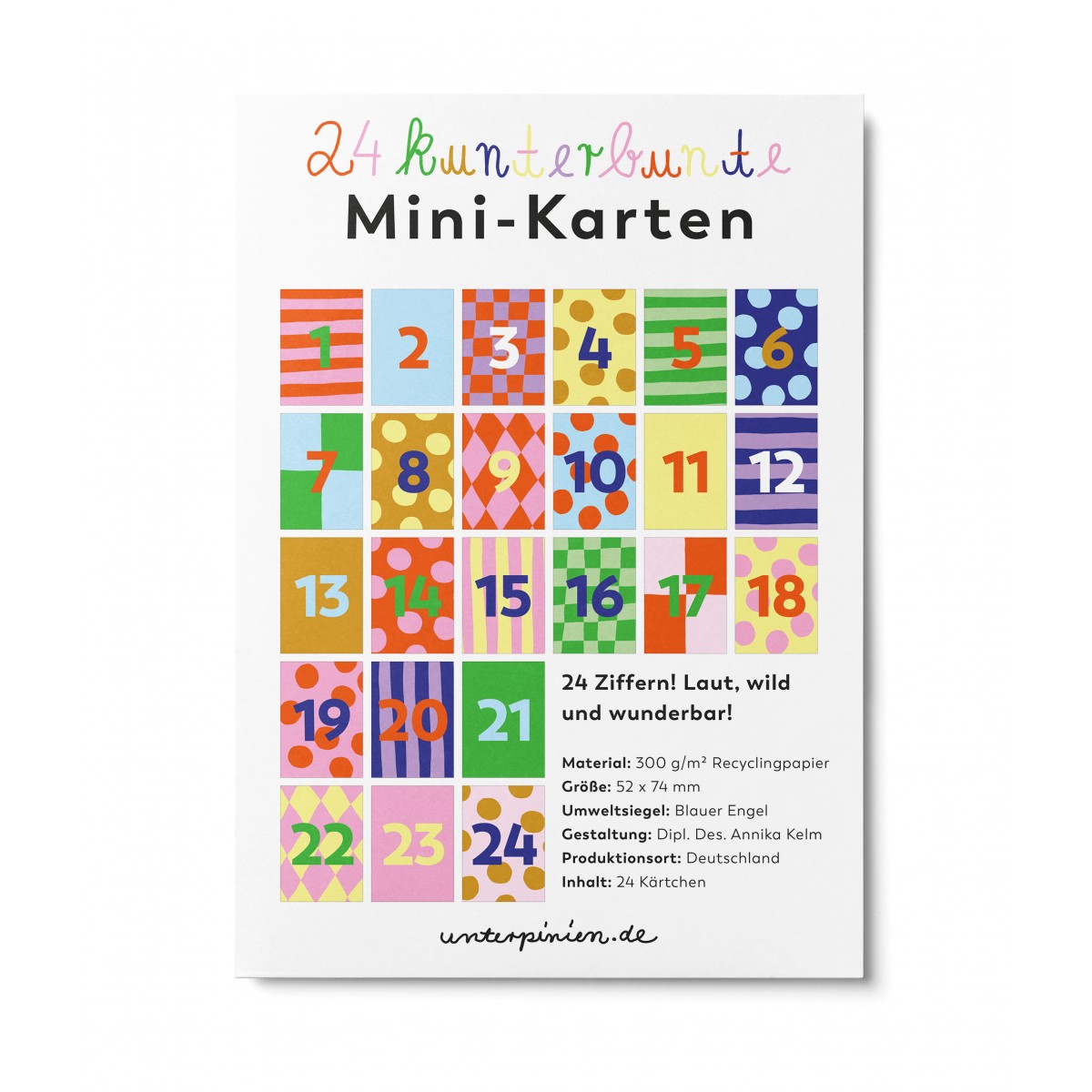 UNTER PINIEN - 24 kunterbunte Mini-Karten für Adventskalender