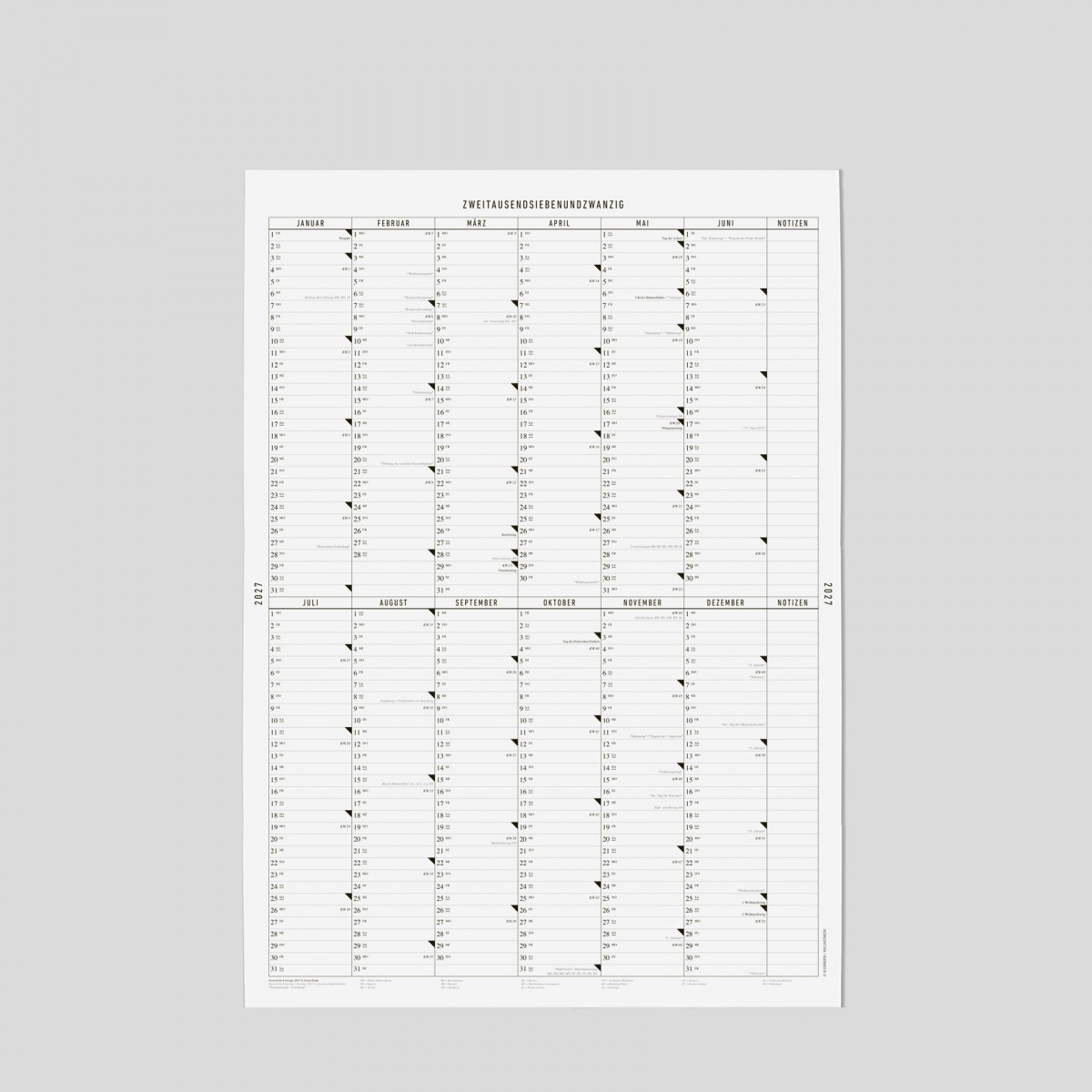 KLEINWAREN / VON LAUFENBERG Der A1 Wandkalender 2027 mit Posterleiste
