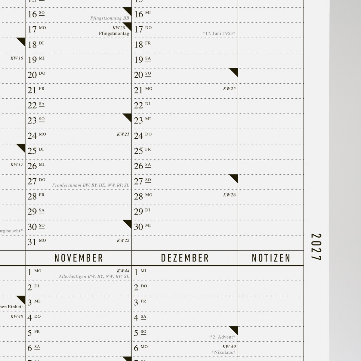 KLEINWAREN / VON LAUFENBERG Der A2 Wandkalender 2027