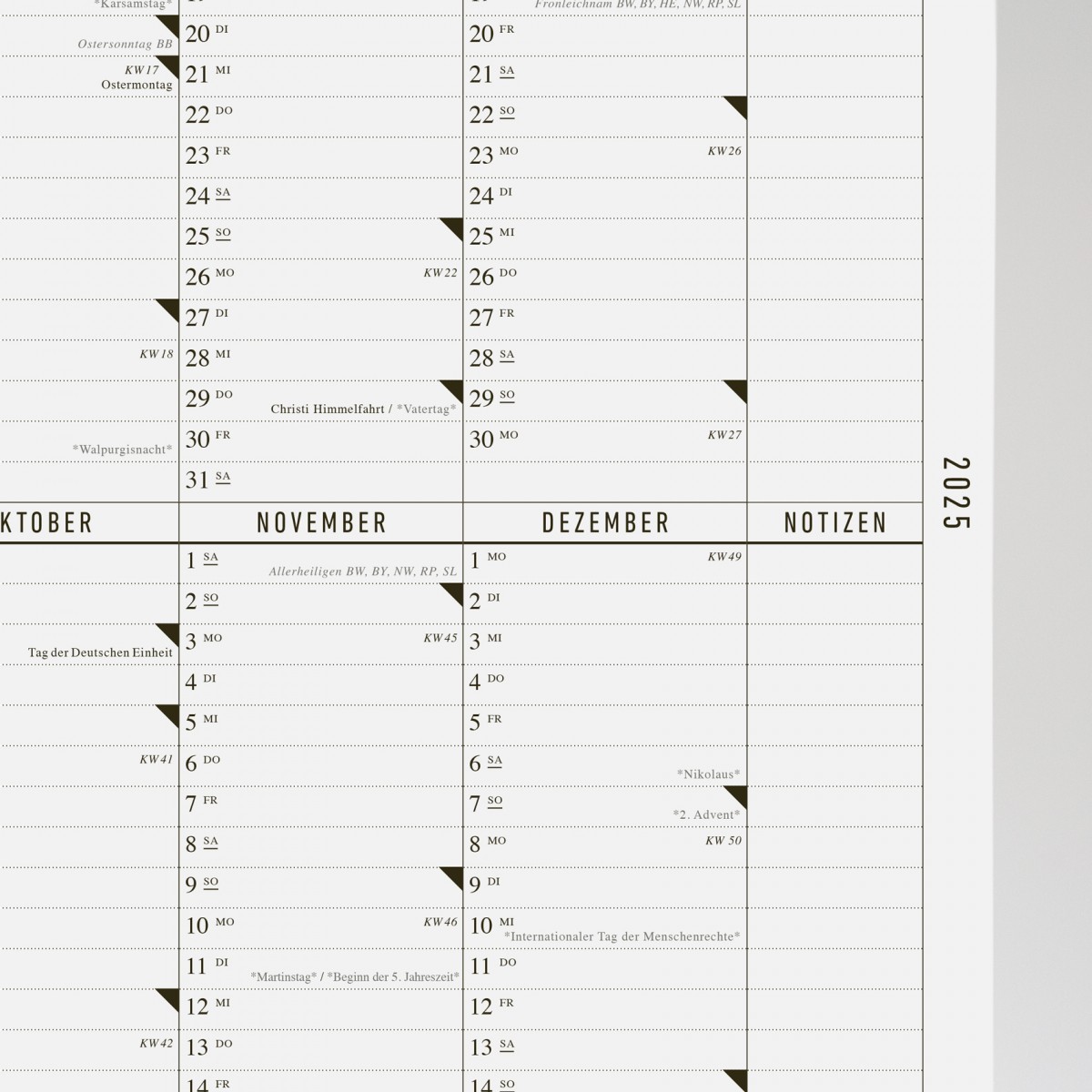 KLEINWAREN / VON LAUFENBERG Der A2 Wandkalender 2025 mit Posterleiste
