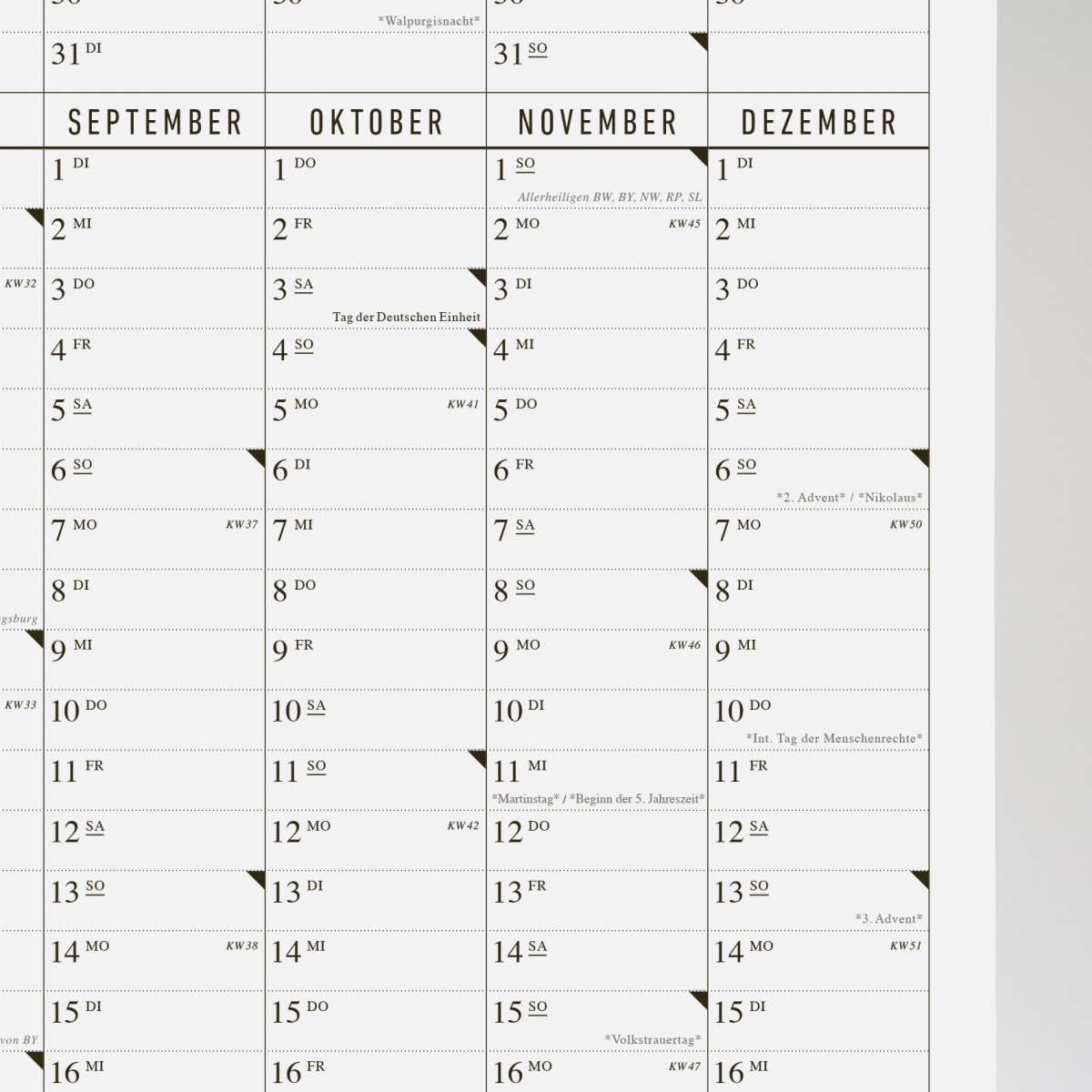 KLEINWAREN / VON LAUFENBERG Der lange Wandkalender 2026 mit Posterleiste