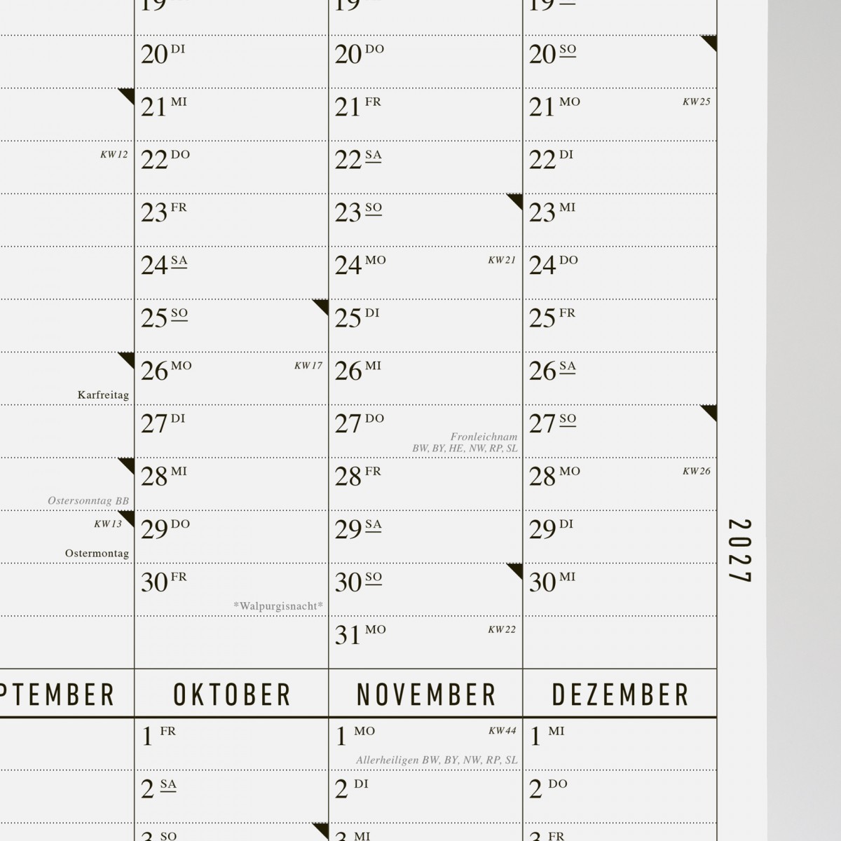 KLEINWAREN / VON LAUFENBERG Der lange Wandkalender 2027