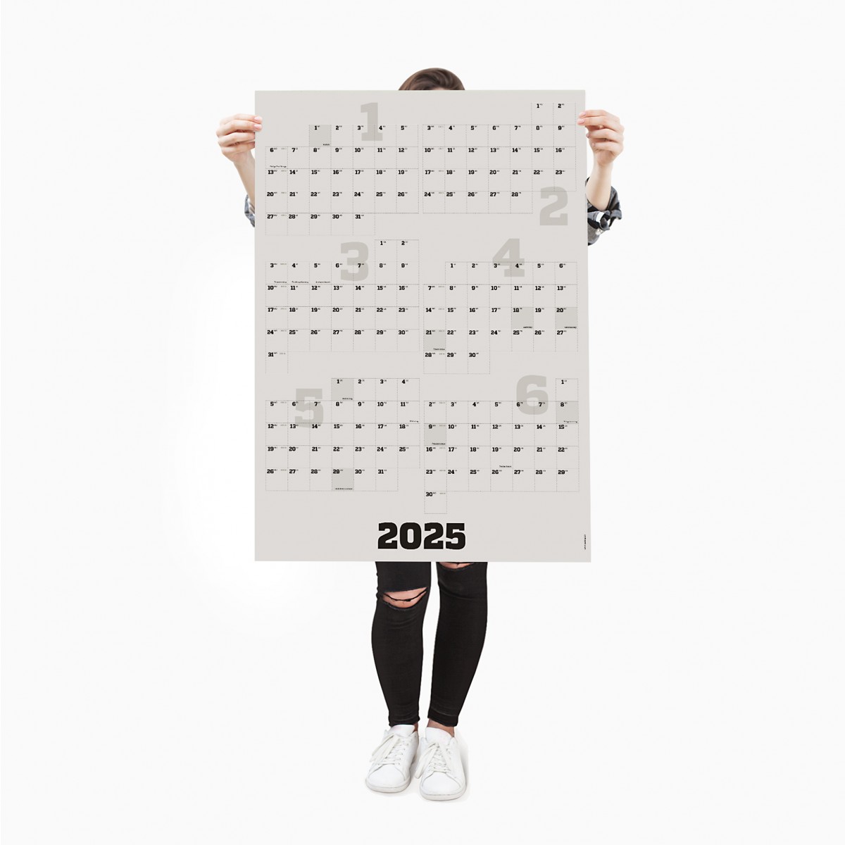 Halbjahresplaner 2024/2025 (sechs Monate 2024 + zwölf Monate 2025), großer Jahreskalender fürs Büro, Wandkalender extra groß, + Klebezettel