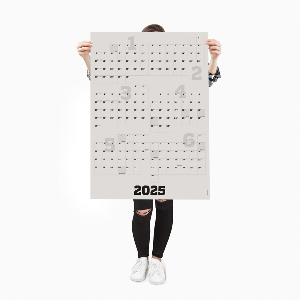 2-teiliger Wandkalender 2025, hoch oder quer, A1, mit passenden Klebezetteln // sperlingB.design