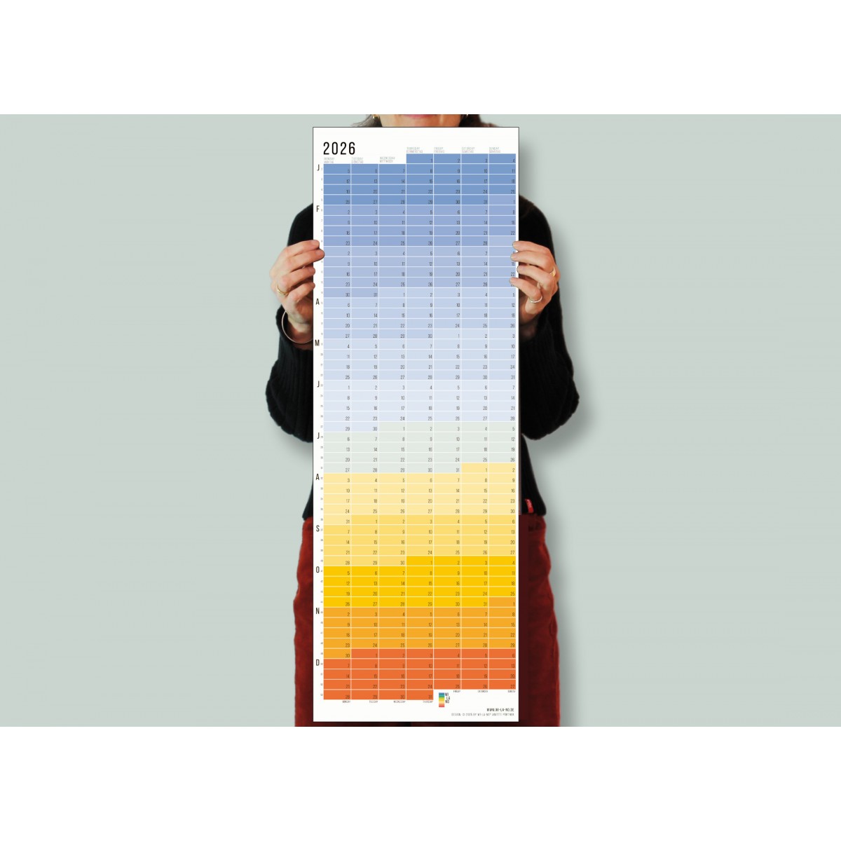 Wandkalender 2026 „Blue Hour“ Jahresplaner | Limited Edition | 100% Recyclingpapier | Deutsch-Englisch | Rückseite „Regenbogen“