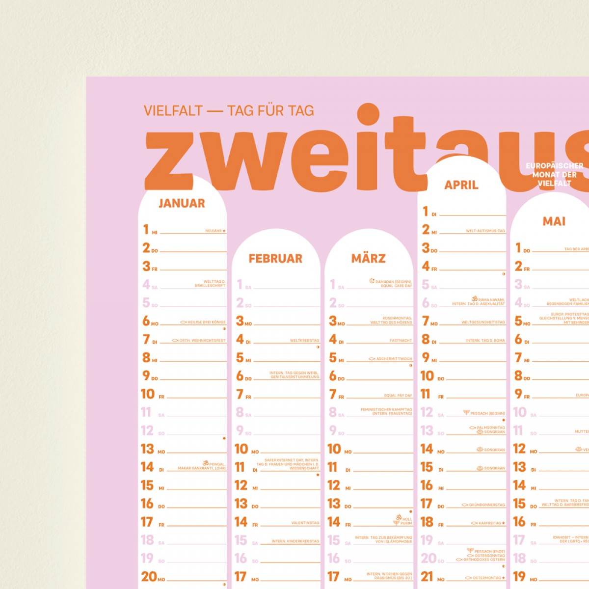 »Wandkalender A2 Ånni«: Vielfalt - Tag für Tag
