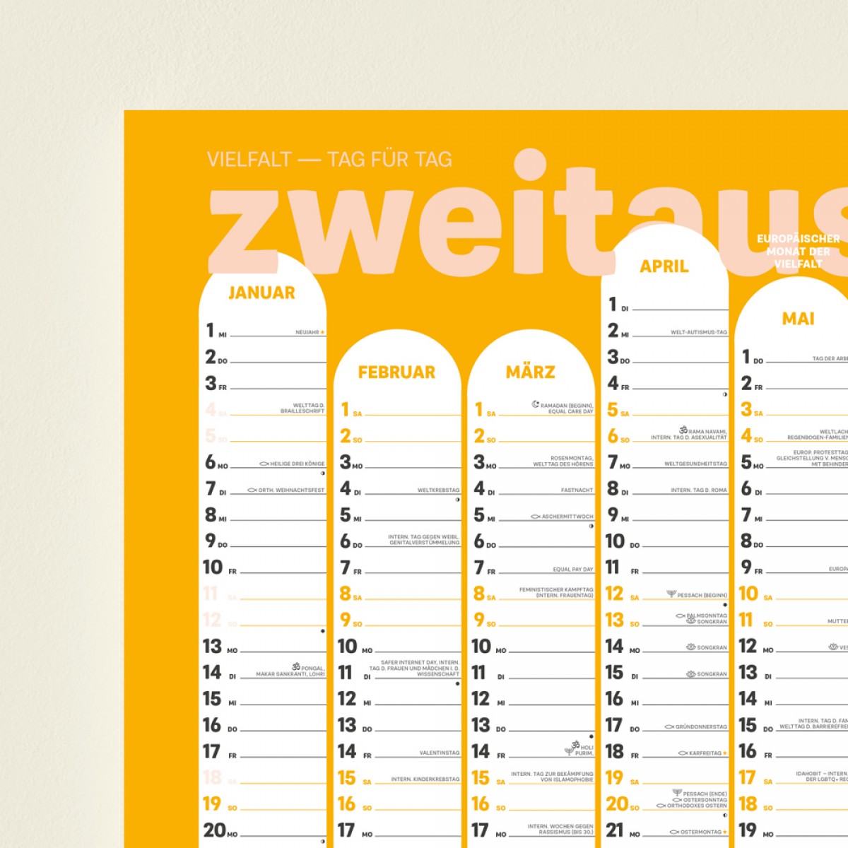 »Wandkalender A2 Esra«: Vielfalt - Tag für Tag