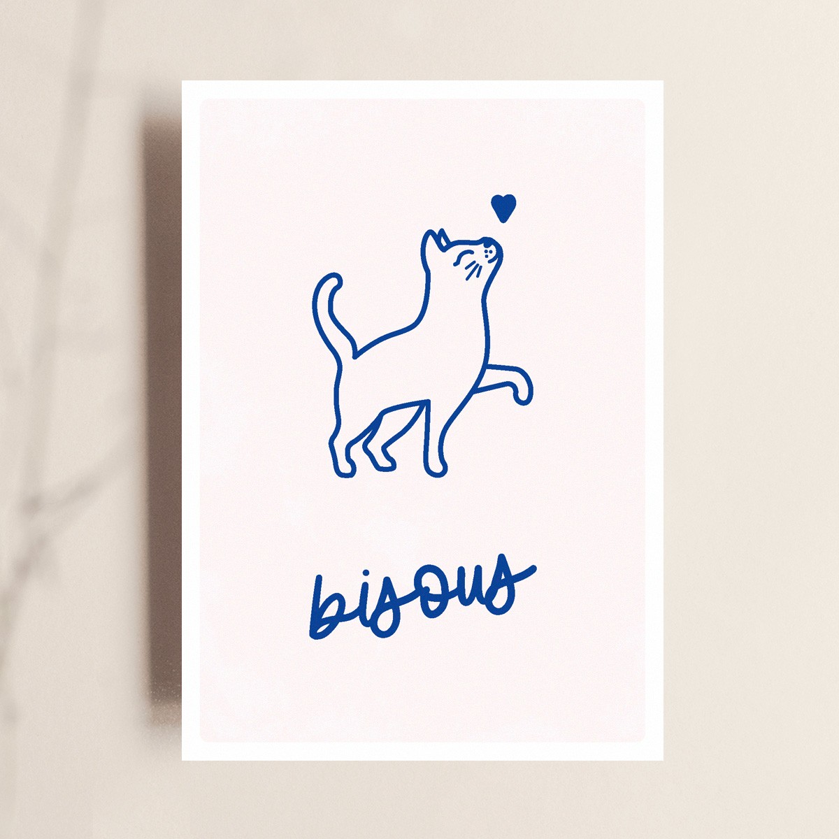 Karte “Bisous“ / Grußkarte mit Illustration / Postkarte für Katzenliebher:innen, TANTE TIA