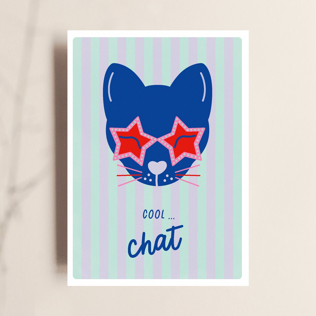 Karte "Cool Chat", Grußkarte mit Illustration für Katzenliebhaber:innen, TANTE TIA