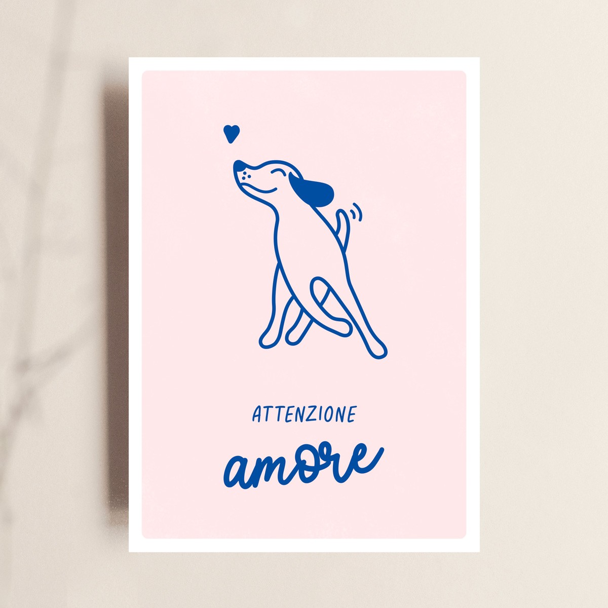 Postkarte, Attenzione Amore, Hundekarte, TANTE TIA