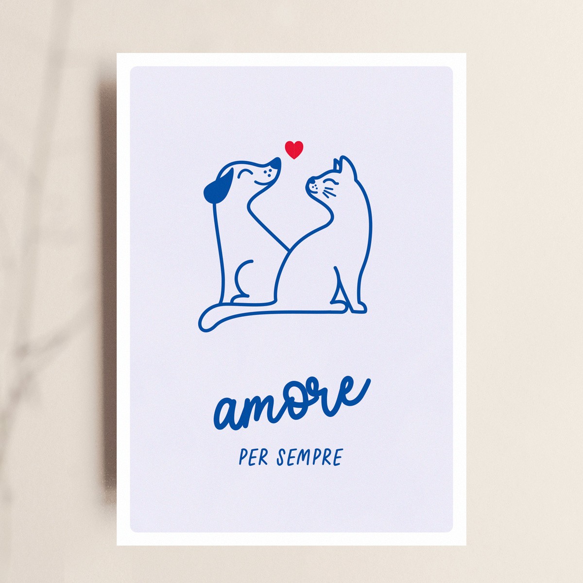 Postkarte AMORE PER SEMPRE | Grußkarte Tierliebe Hochzeit Valentinstag I Nachhaltig | Geschenk für Katzen- & Hundeliebhaber