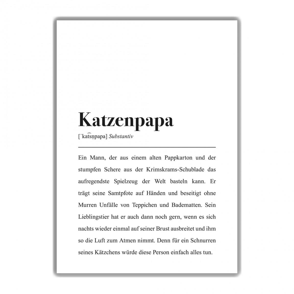 Katzenpapa Definition: DIN A4 Poster - Pulse of Art